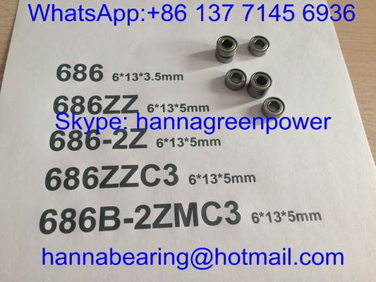 Miniaturrillenkugellager 686B-2ZMC3/686-2ZC3/686ZZ mit Metallschild, 6*13*5mm