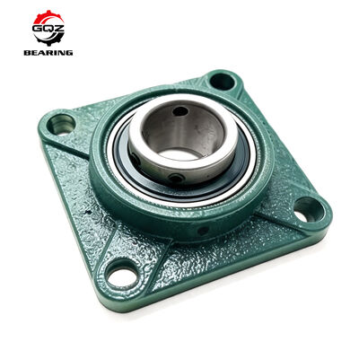 UYF203 2S Square 4-Bolt Flange Bearing Unit, Eccentric Collar Lock, Double 2S Rubber Dust Seals